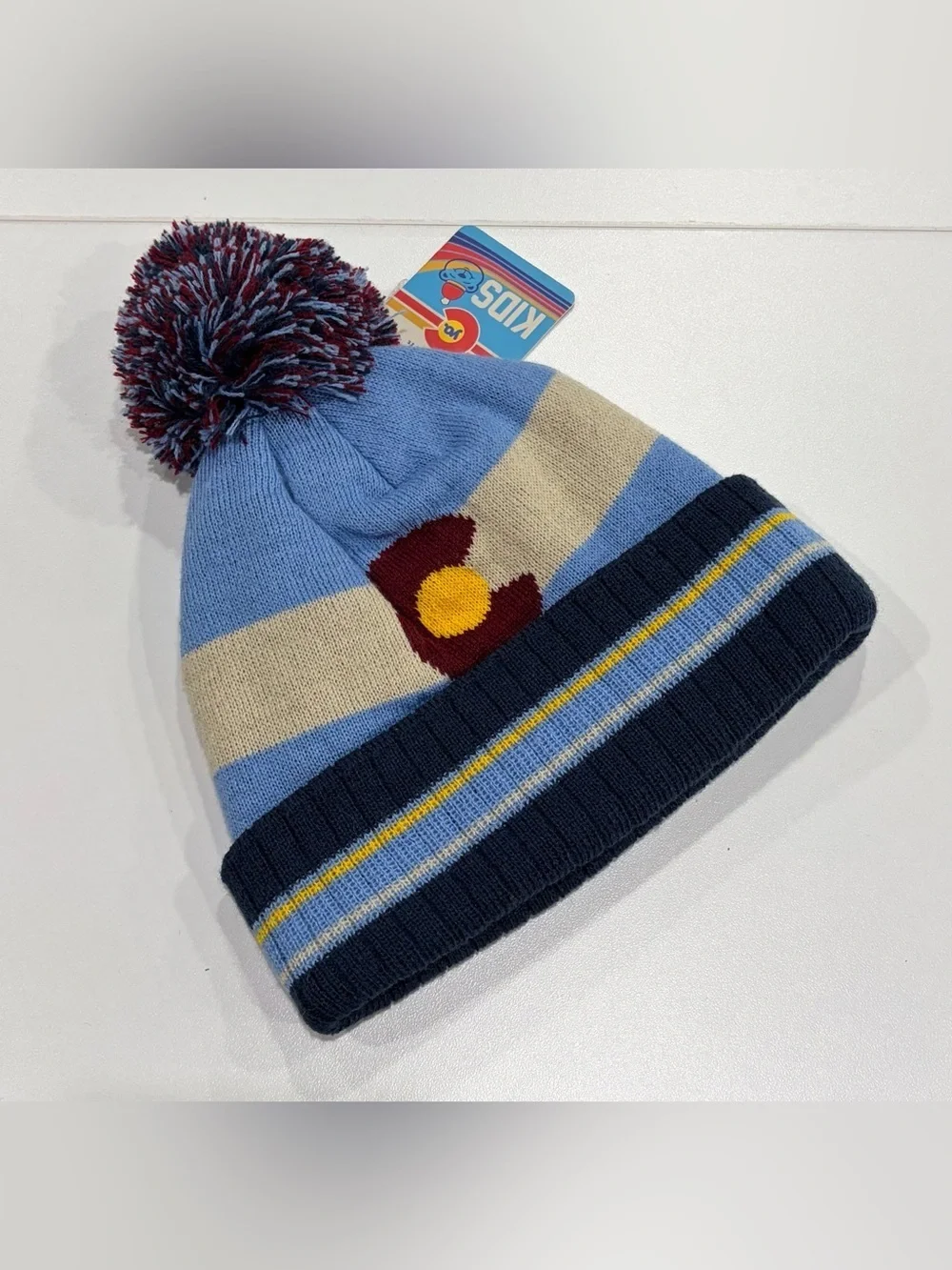 YoColorado Kids Vintage State Flag Beanie Hat Winter Ski NWT Cozy Navy Blue